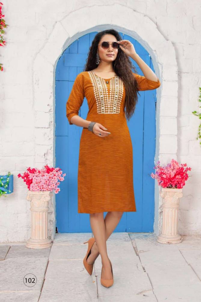 Love 101 Latest Ethnic Wear Heavy Cotton Embroidery Kurti Collection